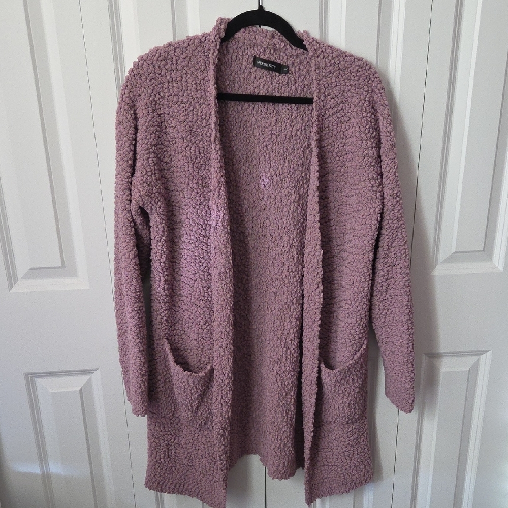 Cozy Lilac Open-Front Cardigan
